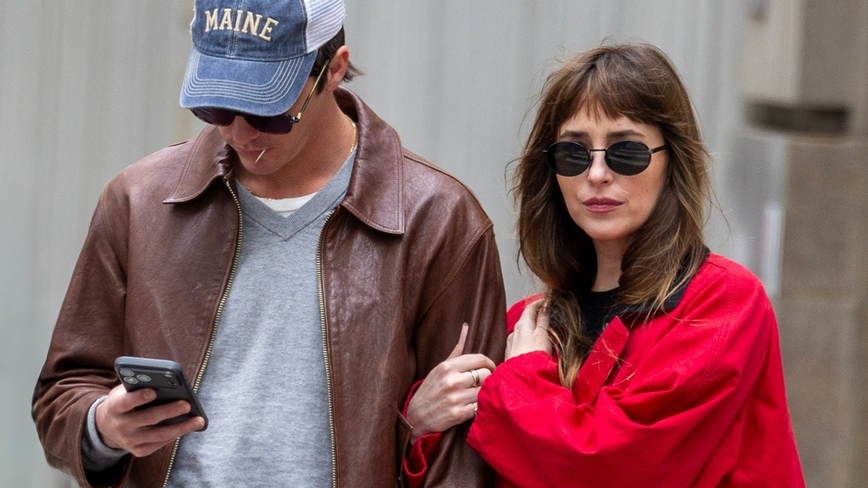 Dakota Johnson Rocks Bright Barn Jacket on NYC Date with Role Model
