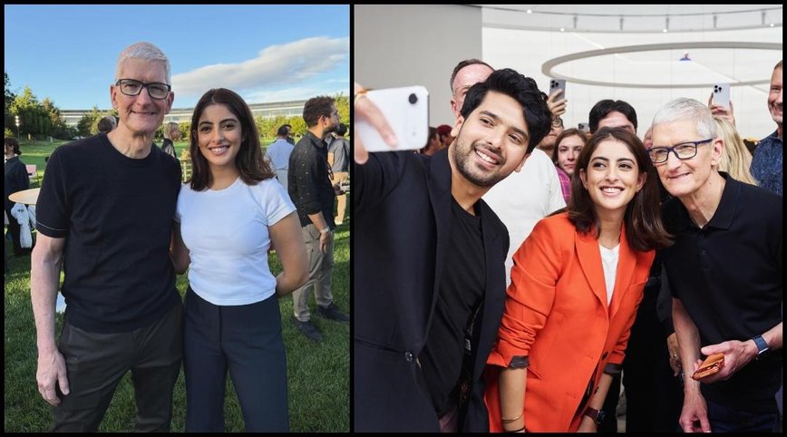 Navya Nanda and Armaan Malik Steal the Spotlight at Apple’s iPhone 17 Launch with Tim Cook!