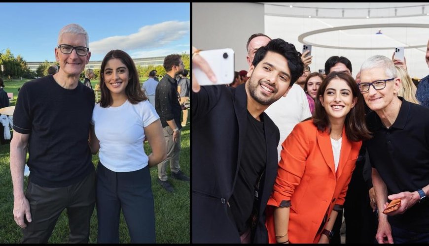 Navya Nanda and Armaan Malik Steal the Spotlight at Apple’s iPhone 17 Launch with Tim Cook!