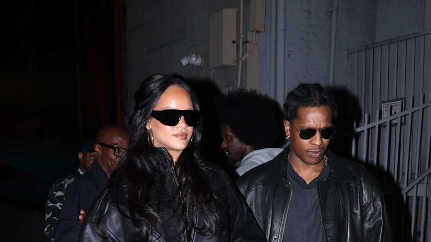 Rihanna and A$AP Rocky Keep It Cool in Black Leather for a Night of Laughter